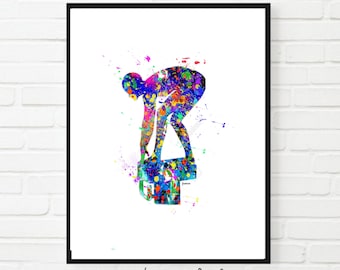 Swimmer Girl Watercolor Art Print: Teen Room Decor (Digital Download)