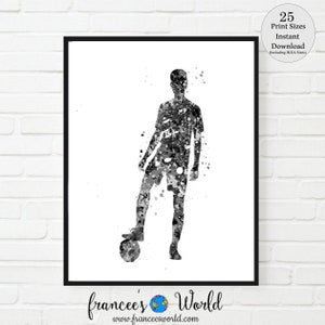 Soccer Player art, Black and White print male soccer PRINTABLE, soccer Dorm art, soccer poster, boy soccer poster, soccer gift, soccer,