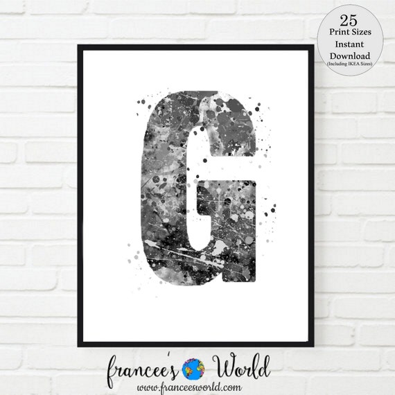 Letter G Wall Decor Letter Art Black and White Letter G Etsy