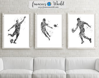 Joueur de rugby, Rugby Gift, Rugby Print, noir et blanc, Boy Sports Decor, PRINTABLE, Teen Room, Rugby art, Kids Room Decor, coup de pied de rugby