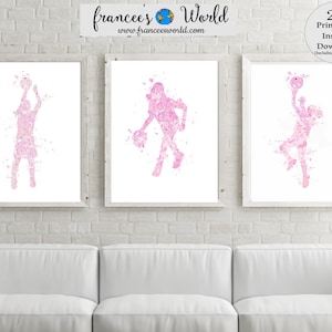 Impression de basket-ball rose clair, cadeau de basket-ball pour filles, art imprimable de basket-ball de filles, basket-ball rose aquarelle, art de chambre de fille, art de sport