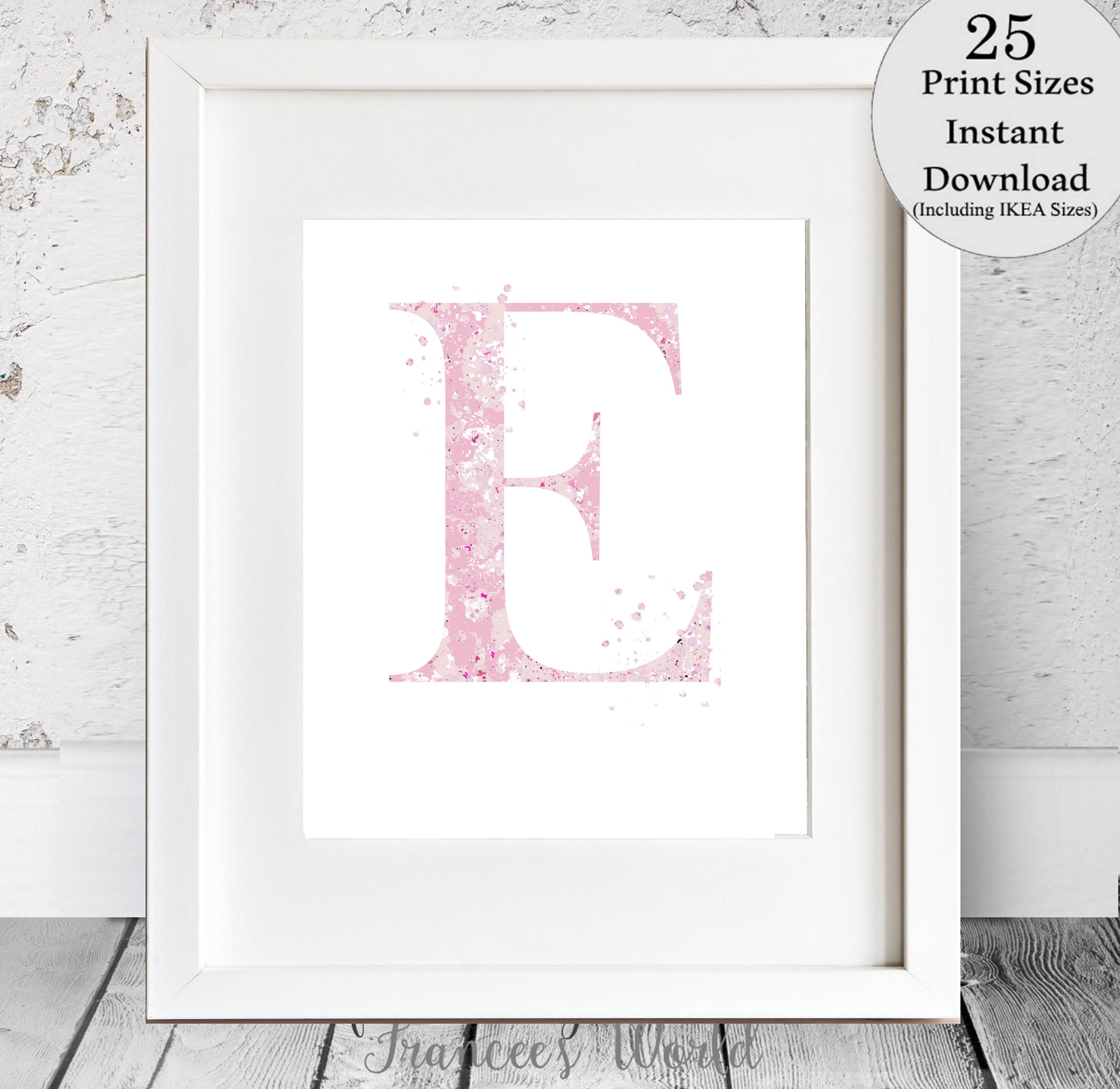 Pink Letter E Wall Decor Letter Art Letter E Print Etsy