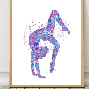 Gymnastics Gift, blue and pink Gymnastics Wall Art, Gymnastic Printable, Gymnastic party,  Gymnast-girl room decor , back flip, giftwall art