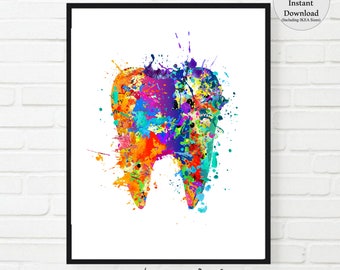 Colorful Tooth Art Print: Dentist Office Decor (Digital Download)