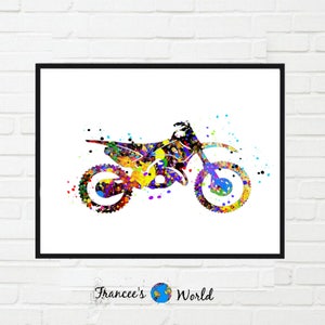 Motorbike Sport Printable, Motorcycle Watercolor,Sport Bike Motorcycle Dirt Bike, Boys Room Art,Stunt Racing Bike Motocross Poster Dorm Art