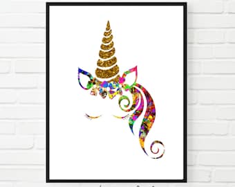 Glitter Unicorn Art Print: Magical Girl's Room Decor (Digital Download)