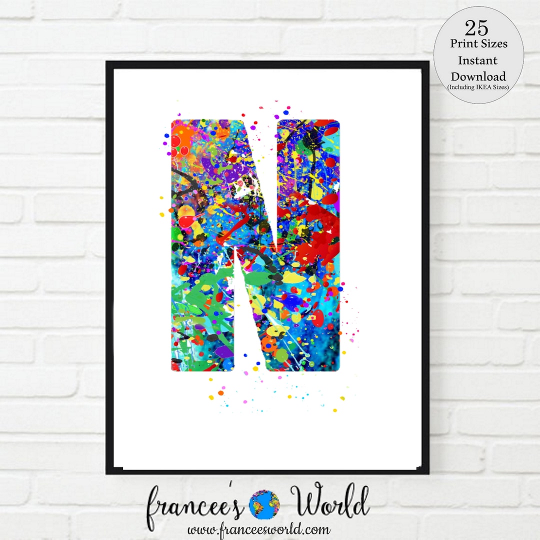 Letter N Wall Decor Letter N Print Letter Poster PRINTABLE Etsy