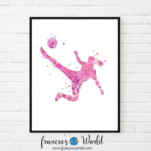 Pink Soccer girl print, girl Soccer kick Printable, Soccer Dorm art, soccer art, pink soccer poster, pink girl's room art, soccer gift idea