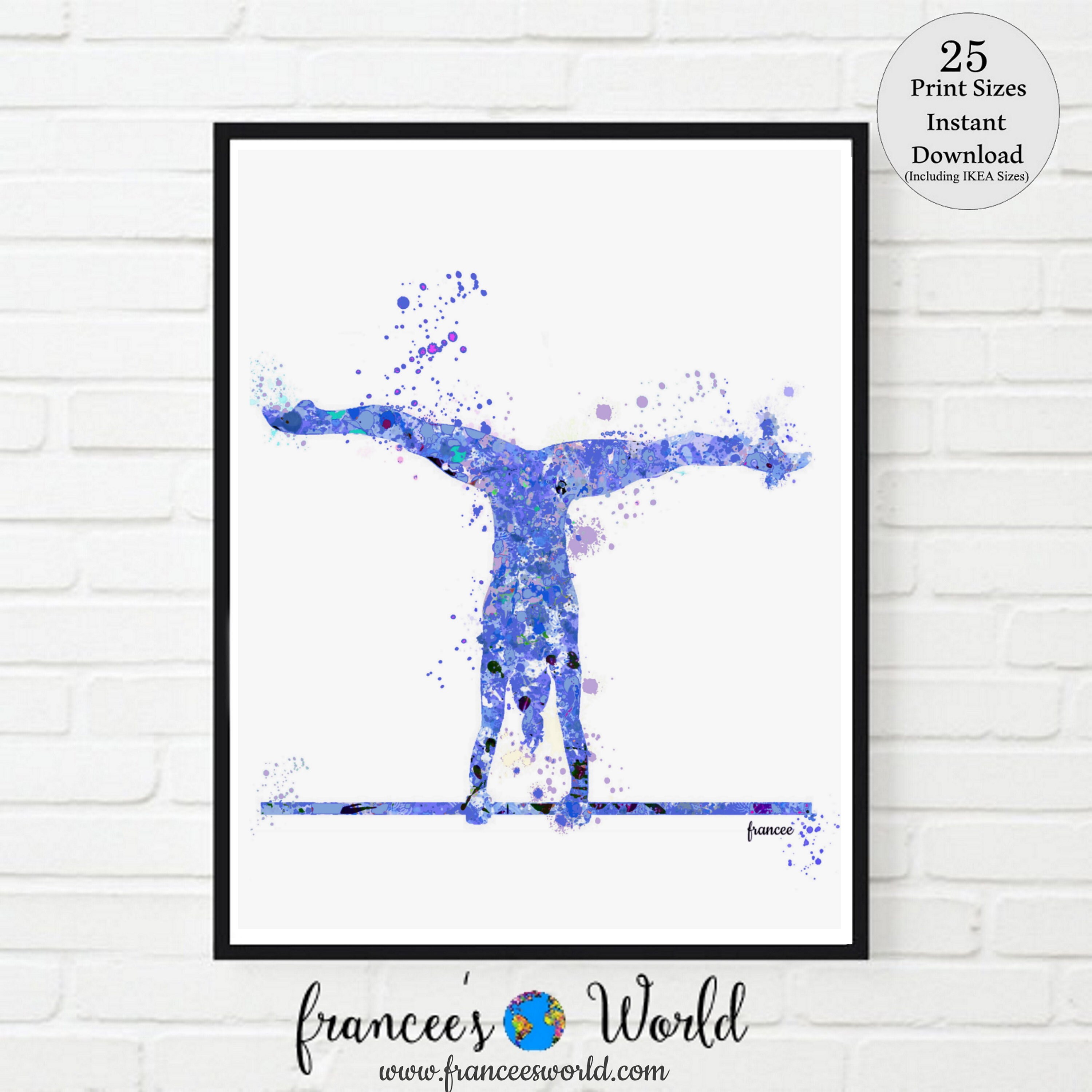 Gymnastics Gift Blue Gymnastics Wall Art Gymnastic Etsy Hong Kong