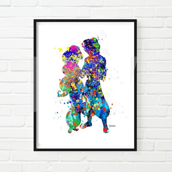 Disney Aladdin And Jasmine Print Watercolor Art Disney Princess Watercolor Art Kids Decor Nursery Decor Instant Download Kids Room Decor By Francee S World Catch My Party