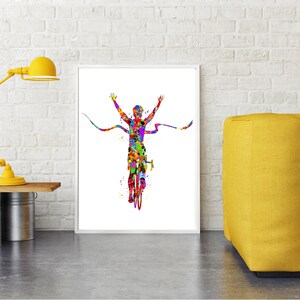 Cyclist Art, Cyclist Poster, Cyclist across the finish line, cyclist print, cycling print, Cyclist decor, PRINTABLE, cyclist gift, sport image 3