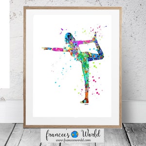 Yoga gifts, yoga printable, yoga poster, colorful yoga Dorm art, art print,home decor, illustration, watercolor, yoga art print,  yoga party