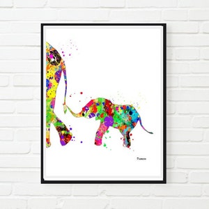 Baby Elephant Peekaboo Watercolor Art Print Animal Dorm Art Nursery Decor Home Decor Instant Download Baby Shower Gift Watercolor Art