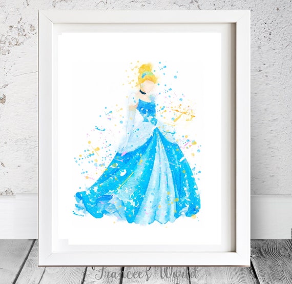 Cinderella print Disney Princess Watercolor, Cinderella Art PRINTABLE, Cinderella Wall decor, Cinderella Watercolor Cinderella Poster Il_570xn