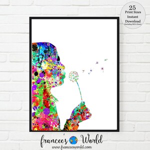 Dandelion print flower print dandelion printable flower art dandelion room decor dandelion poster Dorm art watercolor instant download art