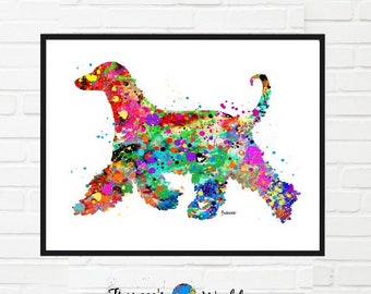 Impresión artística en acuarela de un galgo afgano: Póster colorido de perro (descarga digital)