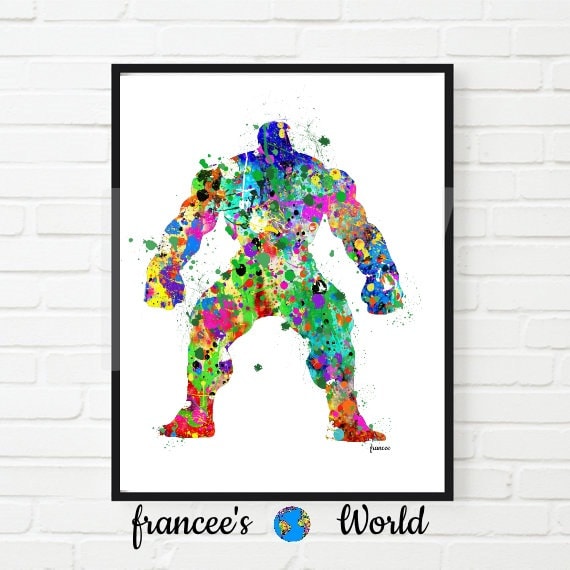 Incredible Hulk PRINT Superhero Watercolor, Boys Room Wall Art, Avengers Watercolor Hulk Instant Download Hulk Poster, Incredible Hulk Art Il_570xn