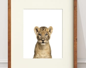 Lion cub PRINTABLE, Nursery Wall Art, Lion Cub Print,  Baby Animal Print, Safari Animal Art, Instant Download, Baby Shower Gift,Safari Decor