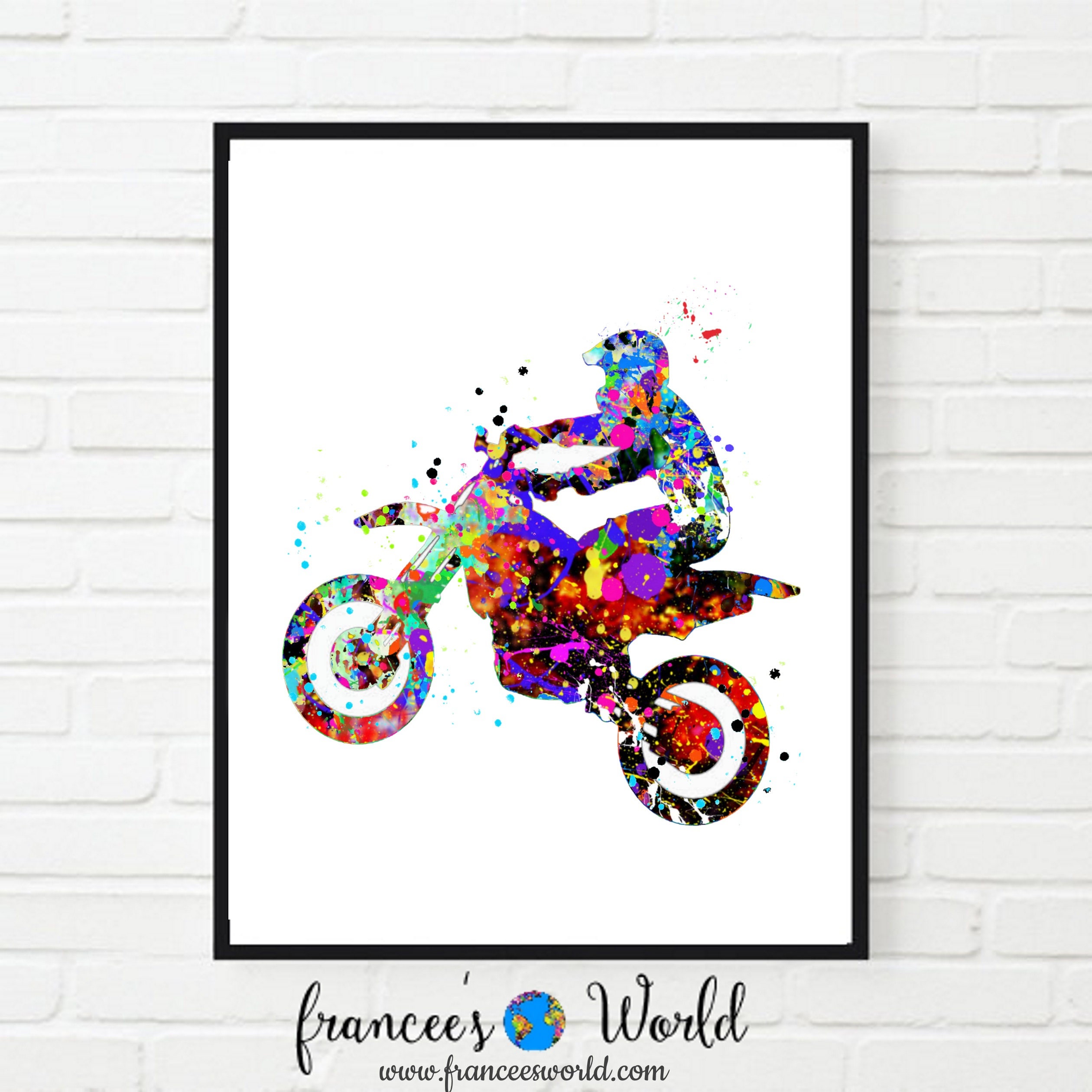 Motocross Print Dirt Bike Printable Set of 3 Watercolor Art | Etsy
