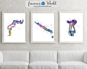 Sport Art Print Swimming Watercolor Art Prints: Swimmer Room Decor (Digital Download)