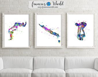 Swimmer Gift, Swimming Poster, Swimming Watercolor, Swimming Set of 3, Swimming Printable,teen room, Swimmer Decor, Girls room decorwall art