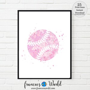 Softball PRINTS, Pink Softball, Set of 6, PRINTABLE Girl Baseball ...