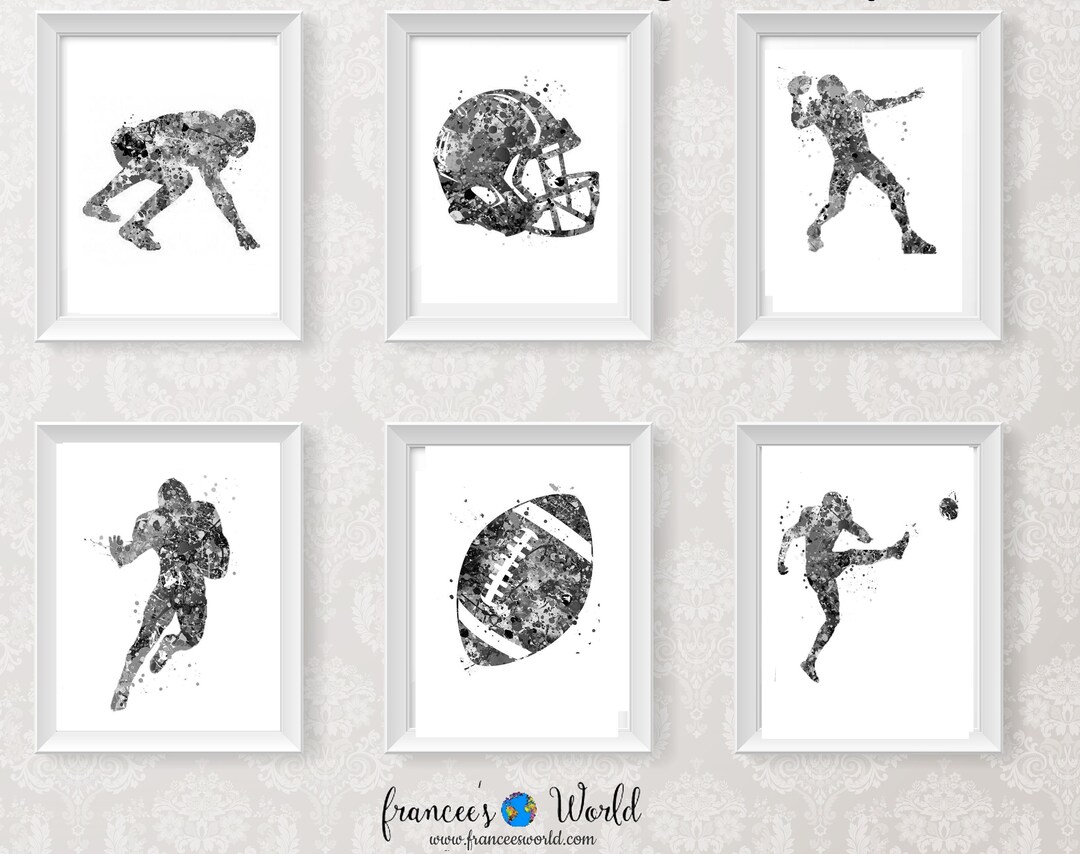 Football Print Football Player Black and White PRINTABLE Quarterback ...