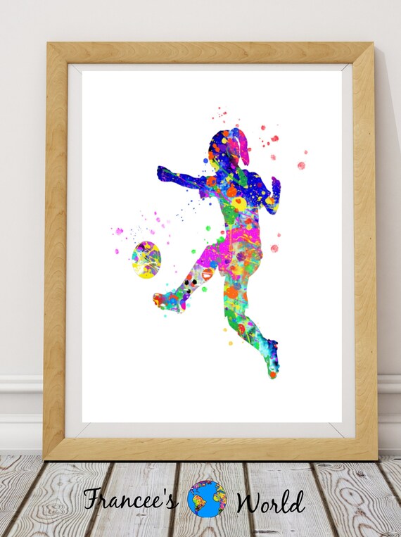Soccer Watercolor Print Soccer Gift Girl Soccer Poster Girl Room