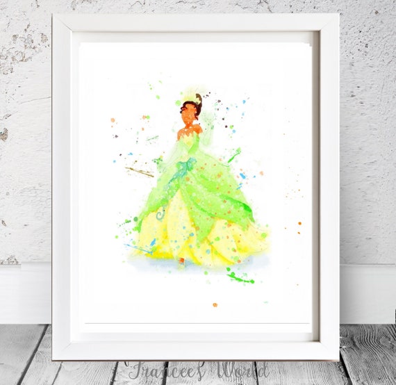 Princess Tiana and Frog Watercolor, Art Print, Home Wall decor, Watercolor Print, Disney Princess Poster, Tiana party, Princess and Frog art Il_570xn