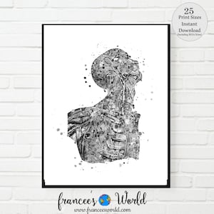 Medical Art, black and White, Anatomy art, Science,Doctor&#39;s Gift, Vintage Medical Art Printable, Anatomy, Doctor&#39;s office art, Gray