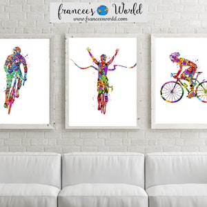 Cyclist Art, Cyclist Poster, Cyclist across the finish line, cyclist print, cycling print, Cyclist decor, PRINTABLE, cyclist gift, sport image 2