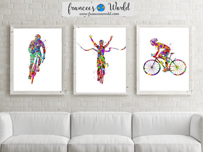 Cyclist Art, Cyclist Poster, Cyclist across the finish line, cyclist print, cycling print, Cyclist decor, PRINTABLE, cyclist gift, sport image 2