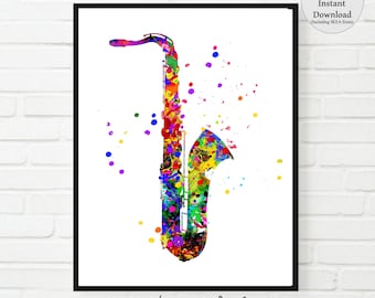 Colorful Saxophone Print: Music Room Dorm Decor (Instant Download)