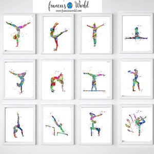 Gymnastics Gift,Gymnast teen gift 12 Prints Gymnastics Wall Art, Gymnastic Printable, Gymnastics,Sport Print, Gymnast-girl room decor image 1