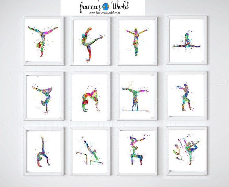 Gymnastics Gift,Gymnast teen gift 12 Prints Gymnastics Wall Art, Gymnastic Printable, Gymnastics,Sport Print, Gymnast-girl room decor image 1