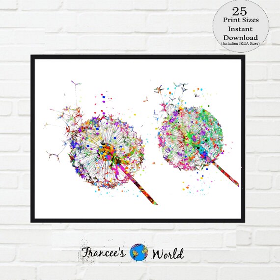 Dandelion print flower print dandelion printable flower art dandelion room decor child room decor watercolor instant download art Il_570xn