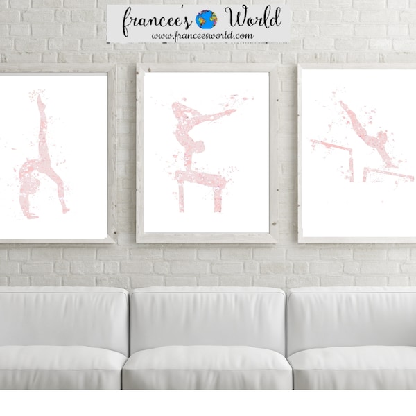 Cadeau de gymnastique, art mural de gymnastique rose clair, gymnastique imprimable, fête de gymnastique, impression de port, décor de salle de gymnaste-fille, rose fard à joues