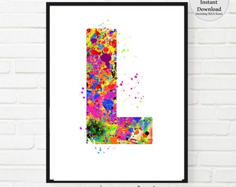 Buchstabe L Wohnheim Dekor, Buchstabe L Druck, Buchstabe Poster, DRUCKBAR, Buchstabe L Aquarell, Buchstabe L Kinderzimmer, Buchstabe L Monogramm, Buchstabe L, Initiale L