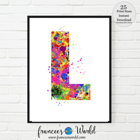 Letter L Wall Decor, Letter L Print, Letter poster, PRINTABLE, Letter L Watercolor, Letter L Nursery, Letter L Monogram, Letter L, Initial L Il_570xn