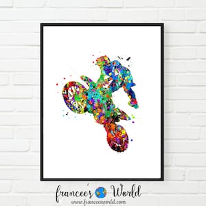 Motorbike Art, Motocross Printable, Motorcycle Watercolor,Sport Bike Motorcycle Dirt Bike, Boys Room Art,Stunt Racing Boy Room printDorm art