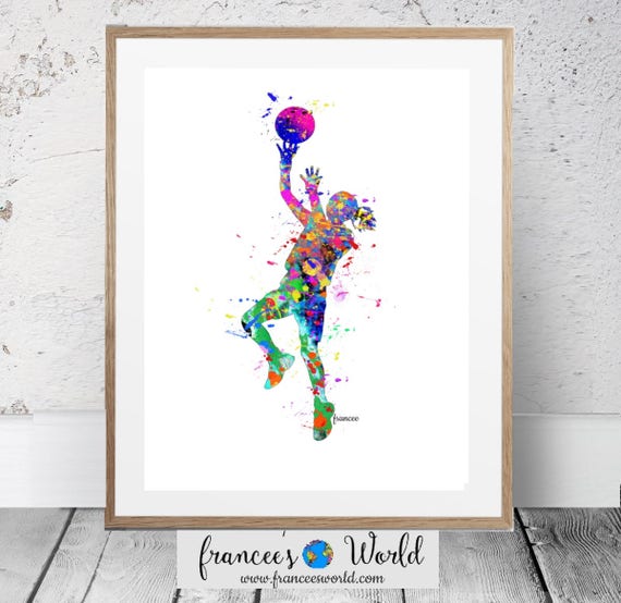 Girl Basketball PRINTABLE Watercolor, Woman Basketball Player, Woman Basketball, Girl Basketball Wall Art, Printable, Female basketball art Il_570xn