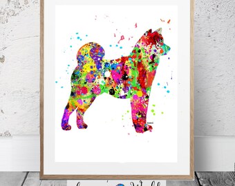 Husky Dog Print, Husky lover gift, Watercolor Animal Art INSTANT DOWNLOAD Printable Digital Dog Art Home Decor Dog Lover dog printwall art