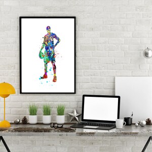 Akvarellkonsttryck med basketboll: Set om 3, dekor till studentrummet (digital nedladdning) bild 7