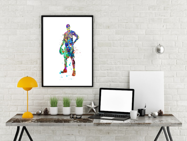 Akvarellkonsttryck med basketboll: Set om 3, dekor till studentrummet (digital nedladdning) bild 7