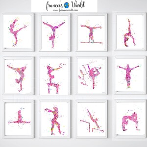 Gymnastics Wall Art,Gymnastics Wall Decor,Gymnastics Gift, Pink Gymnastics,Gymnastics Prints,Pink Gymnastics Printable Wall Art,DIY Gymnast image 3