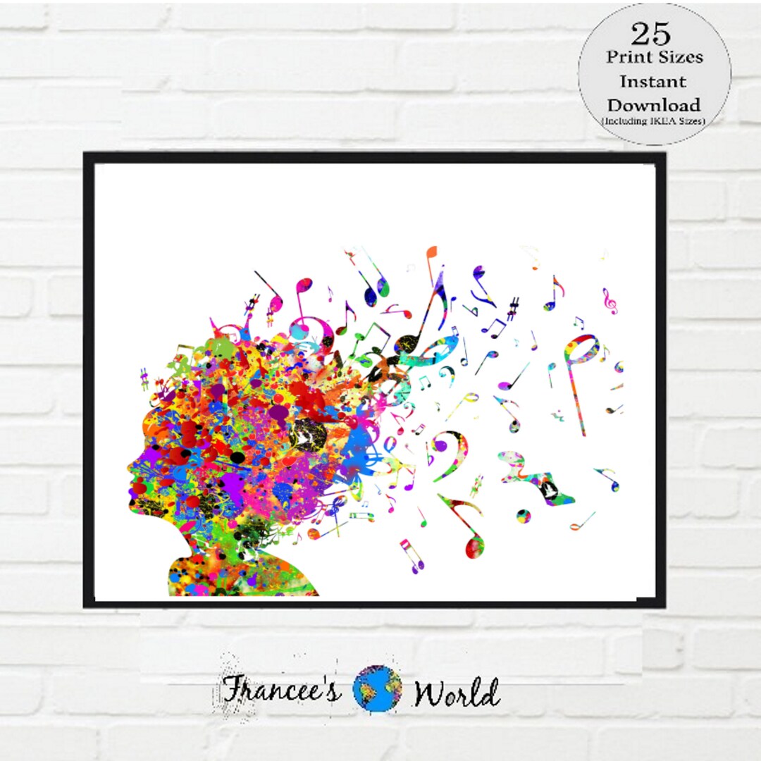 Music Print, Musical Dorm Art,printable Musical Hair, Music Watercolor,music Room Art, Dorm Art ...