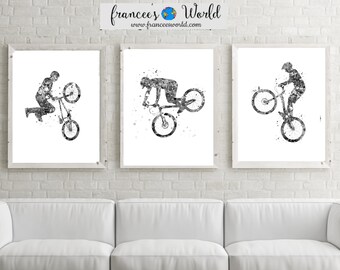 BMX Bike Watercolor Art Print, Boy Room Decor (Digital Download)