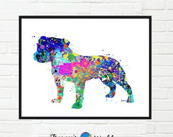 Pit Bull Watercolor Art  Wall Decor Aminal Art Dog Lover Printable Digital Instant Download Dog Art ,digital printwall art