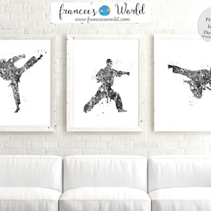 Karate boy gift ,Karate PRINTABLE, Black and White, boy karate set of 3 Male Karate Art, Karate Kid Karate Poster, Karate room decor, boy