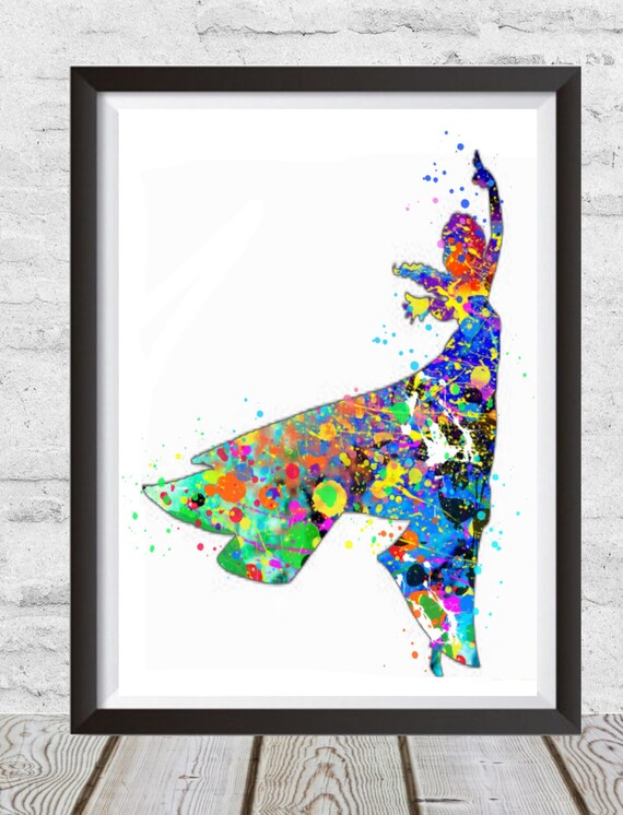 Frozen Elsa Print, Disney Princess Elsa, Princess Elsa Nursery Decor, Frozen Kids Wall Art, Watercolour Disney Art. Digital, Disney Art Il_570xn